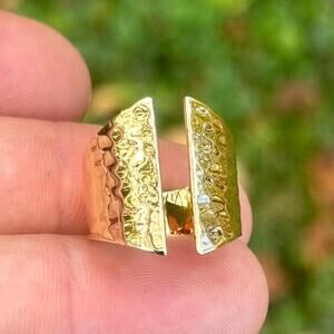 Bronze Adjustable Hammered Shield Ring